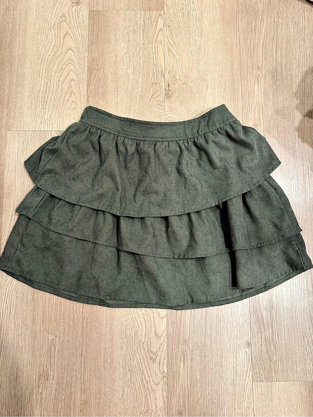Tiered Mini Skirt in Green